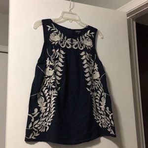 Lucky Brand Navy Blue Flowery Blouse